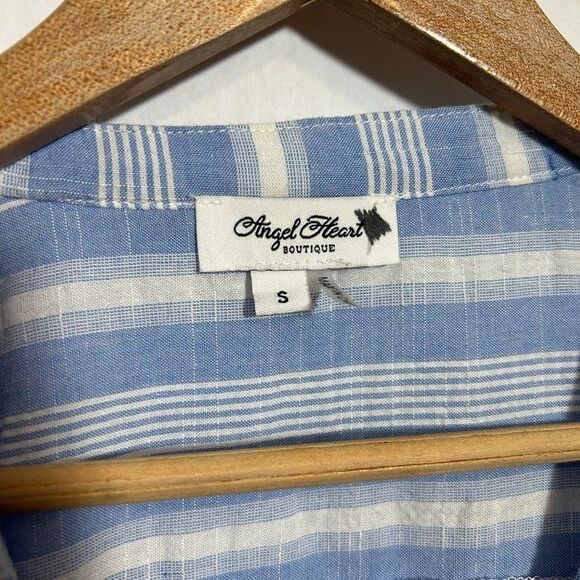 Angel Heart Boutique Blouse S Blue Floral Embroidery Boho Tunic Top Popover - Picture 5 of 6